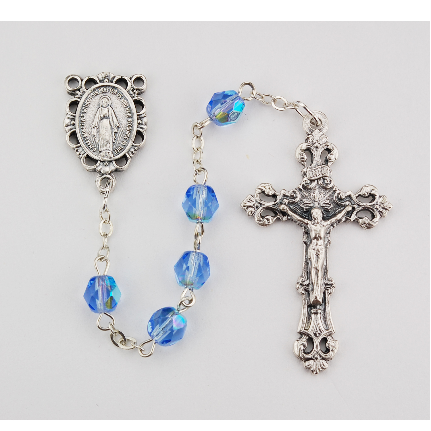 Light Blue Glass December Rosary – christianapostles.com