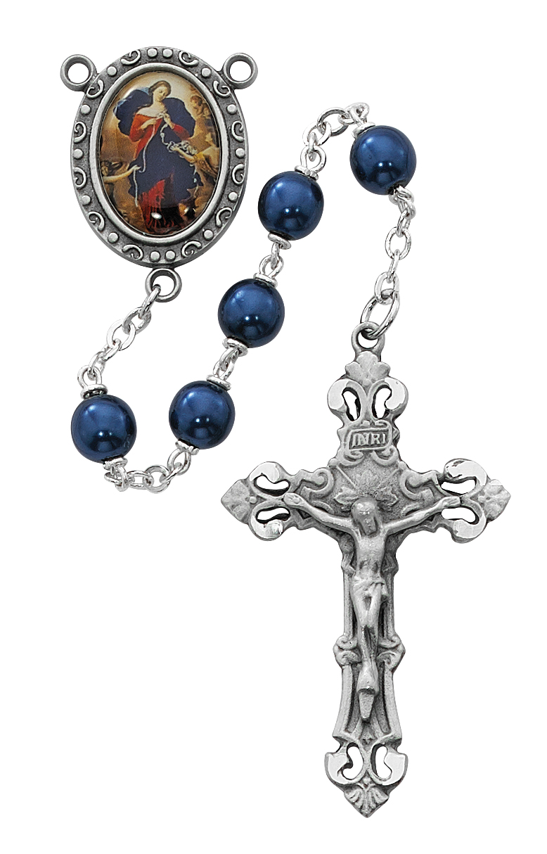 7mm Blue Metallic Rosary