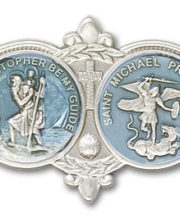 Antique Silver St Christopher / St Michael Visor Clip