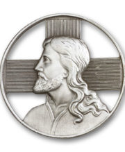 Antique Silver Jesus Visor Clip