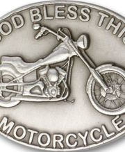 Antique Silver God Bless This Motorcycle Visor Clip