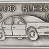 Antique Silver God Bless This Car Visor Clip