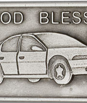 Antique Silver God Bless This Car Visor Clip