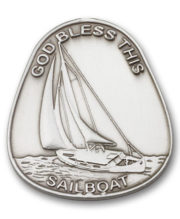 Antique Silver God Bless This Sailboat Visor Clip