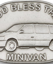 Antique Silver God Bless This Mini-Van Visor Clip