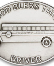 Antique Silver God Bless This Bus Driver Visor Clip