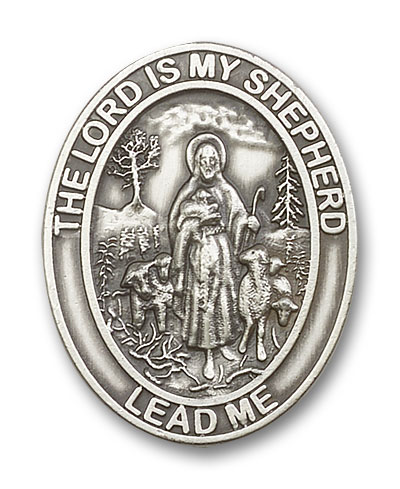 Antique Silver Lord Is My Shepherd Visor Clip