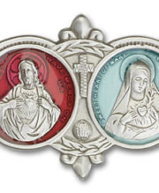 Antique Silver Jesus / Mary Visor Clip