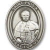 Antique Silver St. Pius X Visor Clip