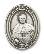 Antique Silver St. Pius X Visor Clip