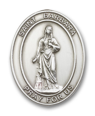 Antique Silver St. Barbara Visor Clip