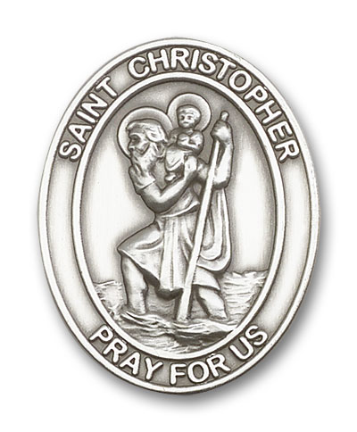 Antique Silver St. Christopher Visor Clip