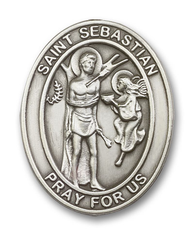 Antique Silver St. Sebastian Visor Clip