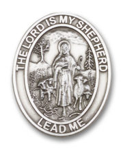 Antique Silver Lord Is My Shepherd / Psalm Visor Clip