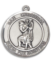 San Cristobal Round Medal and Necklace Spanish