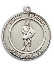 St. Florian Round Medal and Necklace
