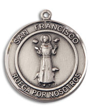 San Francis Of Assisi Round Medal and Necklace Spanish