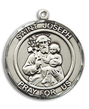 St. Joseph Round Medal and Necklace