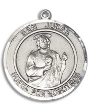 San Judas Round Medal and Necklace Spanish