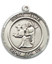 St. Luke The Apostle Round Medal and Necklace