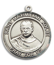 St. Maximilian Kolbe Round Medal and Necklace