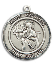 St. Matthew The Apostle Round Medal and Necklace