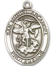 San Miguel Arcangel Medal and Necklace Spanish