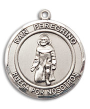 San Peregrino Round Medal and Necklace Spanish