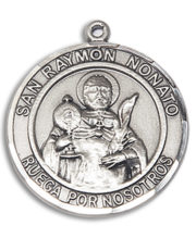 San Raymon Nonato Round Medal and Necklace Spanish