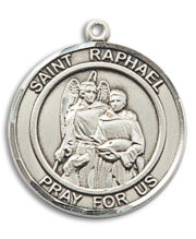 St. Raphael The Archangel Round Medal and Necklace