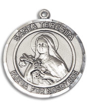 Santa Teresita Round Medal and Necklace Spanish