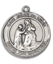 San Juan De Dios Round Medal and Necklace Spanish
