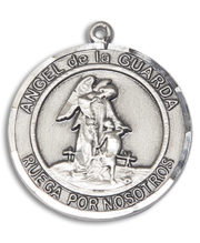 Angel De La Guardia Round Medal and Necklace
