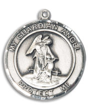 Guardian Angel Round Medal and Necklace