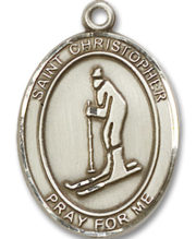 St. Christopher - Skiing Medal and Necklace