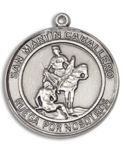 San Martin Caballero Round Medal and Necklace Spanish