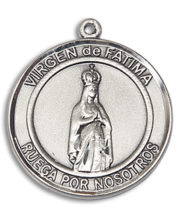 Virgen De Fatima Round Medal and Necklace