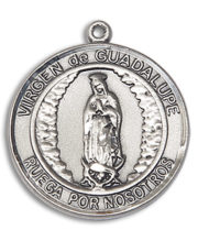 Virgen De Guadalupe Round Medal and Necklace