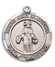 St. Nino De Atocha Round Medal and Necklace Spanish