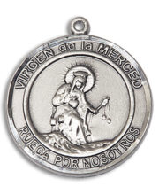Virgen De La Merce Round Medal and Necklace