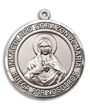 Corazon Inmaculado De Maria Round Medal and Necklace