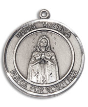 Our Lady Rosa Mystica Round Medal and Necklace