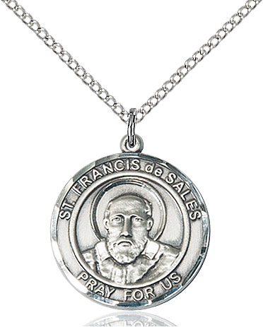 Saint Francis with Dog Sterling Silver Medal on 24