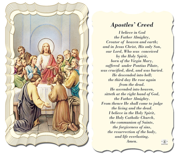 THE APOSTLE'S CREED 2" x 4" Paper holy cards with gold edges...