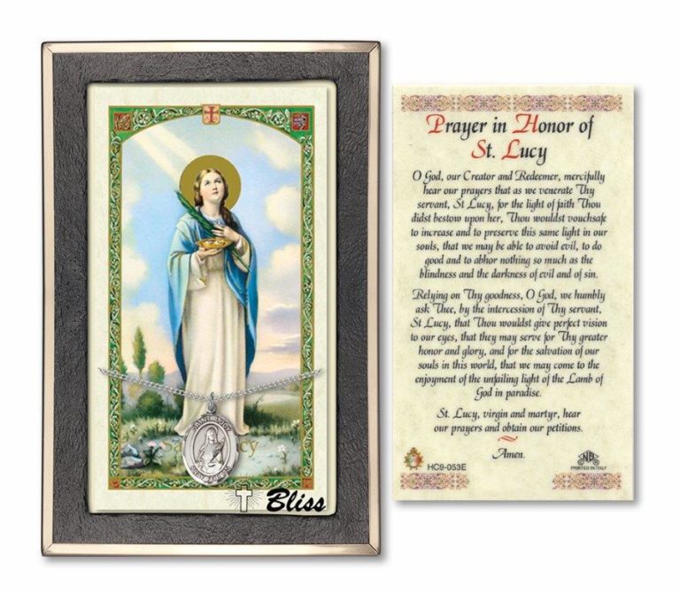 St. Lucy with a Prayer in Honor of St. Lucy Prayer Card – christianapostles.com