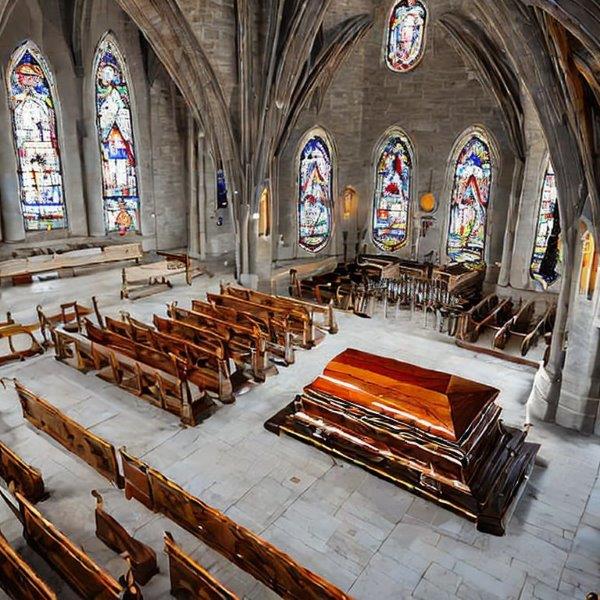 Casket in a church