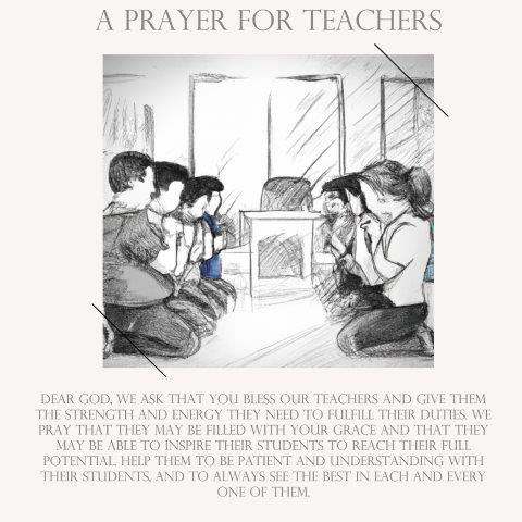 Classroom praying together before school