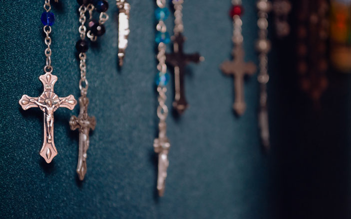 Rosaries on a wall