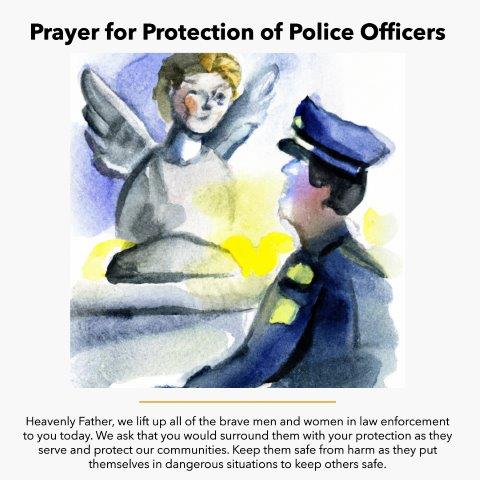 angel watching over a police officer watercolor sketch