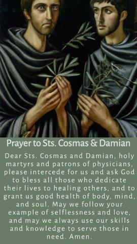 Prayer to Sts. Cosmas & Damian